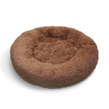 Pawfriends Pet Dog Bed Bedding Warm Plush Round Soft Dog Nest Light Coffee  XXL 120cm